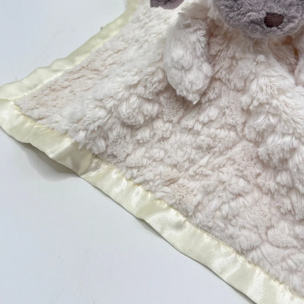 Mary Meyer Marshmallow Zoo Lamb Lovey Security Blanket Cream Grey Satin Trim